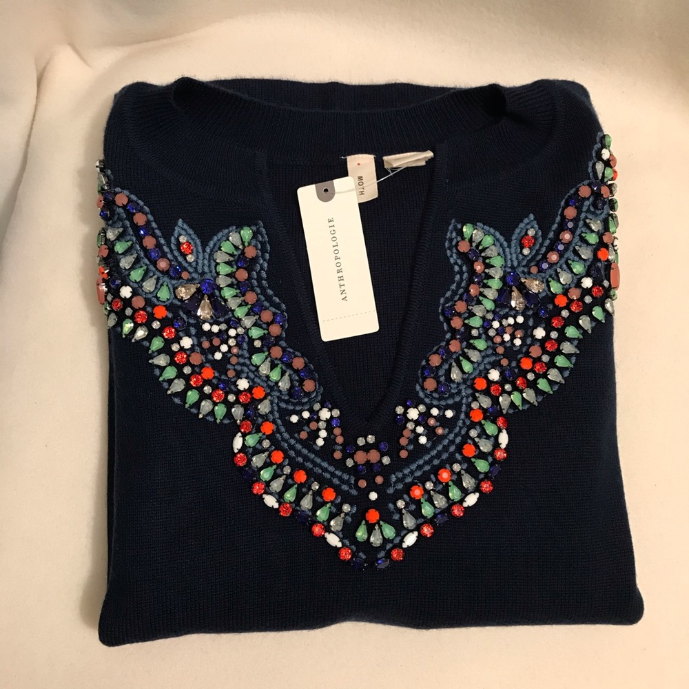 ✨NWT Moth for Anthropologie Jeweled Sweater - Picture 5 of 6
